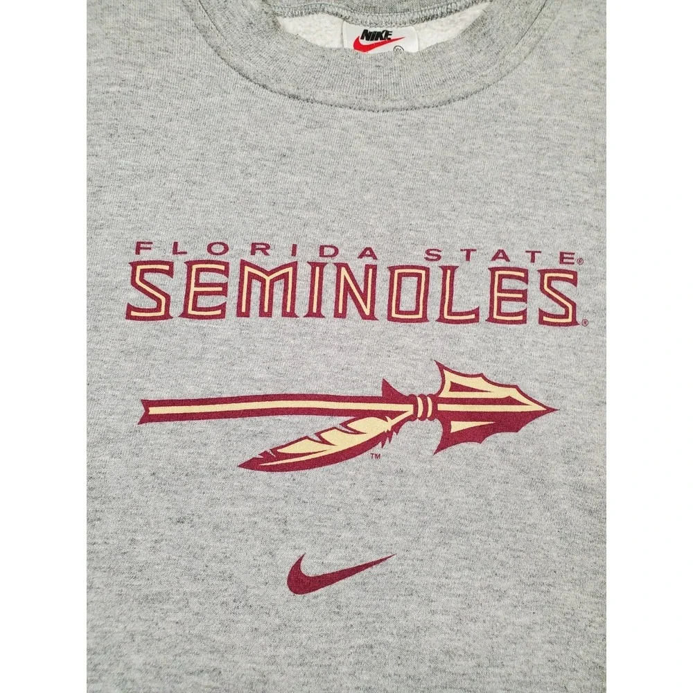Vintage Nike Florida State Seminoles Sweatshirt Mens 2XL Gray Fleece Lined USA